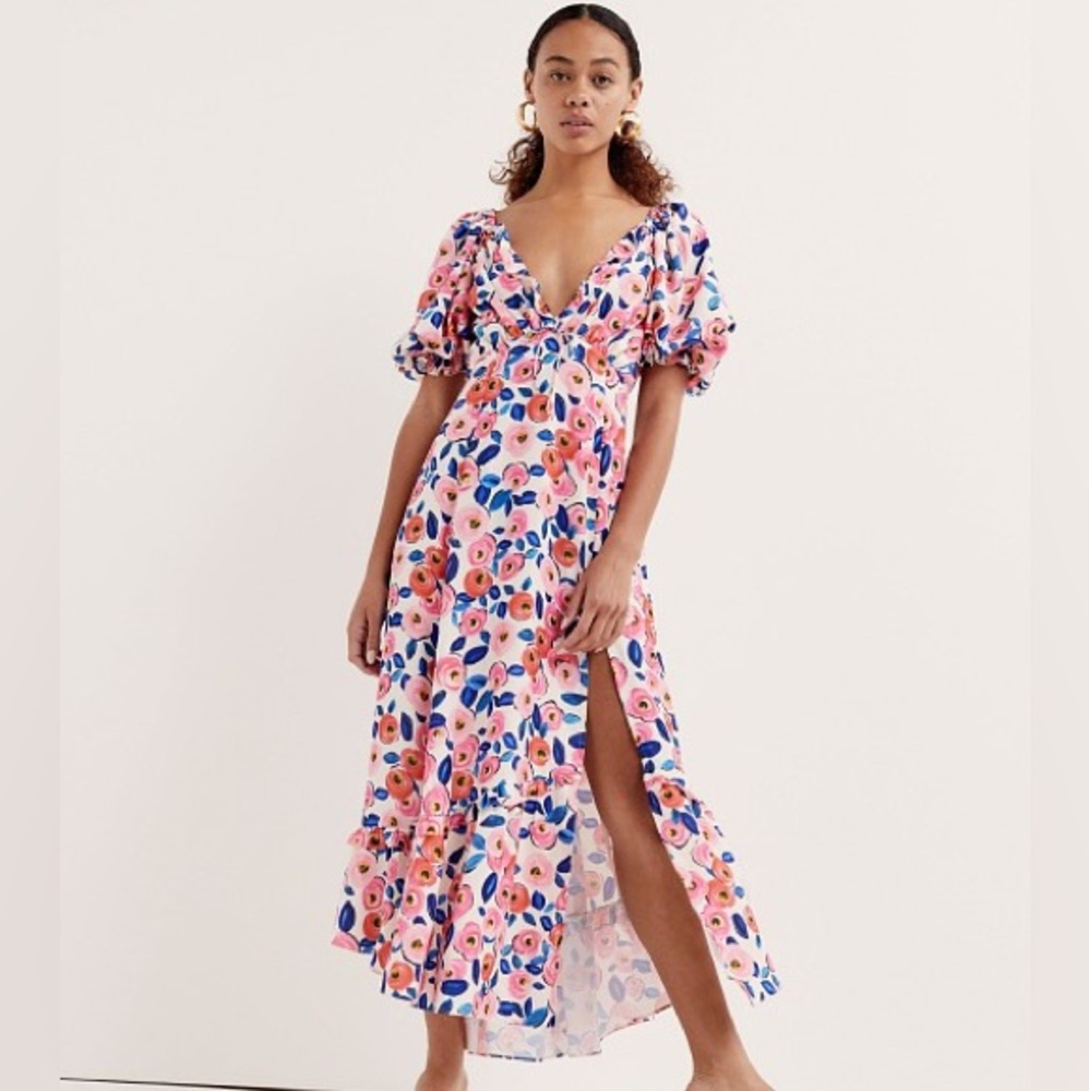 For Love & Lemons - Wedding Guest Dress - Vibrant Floral Maxi Dress - Size M